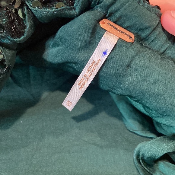 NWOT Free People Nova Green Sequined Velvet Adjustable Mini Dress - Picture 4 of 4